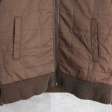 フレッドペリー ロゴ 刺繍 ニット切り替え キルティングジャケット 中綿ブルゾン ブラウン - NEWSED