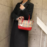 バーバリー ノバチェック ナイロンキャンバス / レザー ミニハンドバッグ ベージュ / レッド - NEWSED