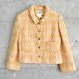 シャネル ヴィンテージ ココマーク メタルボタン ツイードジャケット オレンジ イエロー - NEWSED