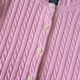 ラルフローレン ロゴ ケーブル編み ニットカーディガン パステルピンク - NEWSED