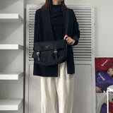 プラダ ポコノ テスート ナイロン 三角プレート ショルダーバッグ メッセンジャーバッグ ブラック - NEWSED