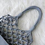 ステラ マッカートニー ノッテッド レザー 編み込み ハンドバッグ ブルー - NEWSED