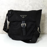 プラダ テスート ポコノ ナイロン トライアングルロゴ ショルダーバッグ ブラック - NEWSED