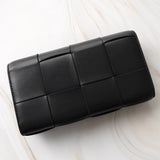 ボッテガ ヴェネタ イントレチャート カセット レザー ロングウォレット 二つ折り財布 ブラック - NEWSED