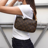 ルイ・ヴィトン モノグラム ポシェット アクセソワール レザー ハンドバッグ ワンショルダーバッグ ブラウン - NEWSED