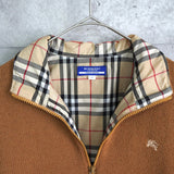 バーバリー ブルーレーベル ホースロゴ ジップアップ ニット ノバチェック裏地 キャメル - NEWSED