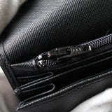 プラダ サフィアーノレザー トライアングルロゴ 二つ折り財布 ブラック - NEWSED