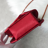 イヴ サンローラン リボン サテン ショルダーバッグ ポシェット レッド - NEWSED