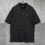 ナイキ ロゴ ボーダー 半袖ポロシャツ ブラック - NEWSED