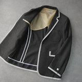 メゾン キツネ シングル テーラードジャケット ブレザー グレー/ホワイト - NEWSED