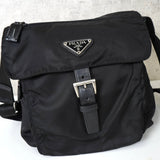 プラダ テスート ポコノ ナイロン トライアングルロゴ ショルダーバッグ ブラック - NEWSED
