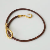 エルメス レザー ジャンボ チョーカー ブレスレット ブラウン - NEWSED