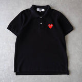 プレイ コムデギャルソン ハートロゴ 半袖ポロシャツ ブラック - NEWSED