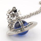 ヴィヴィアン ウエストウッド ラージ オーブ ラインストーン シルバー ロングネックレス - NEWSED