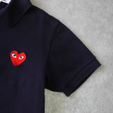 プレイ コムデギャルソン ハートロゴ 半袖ポロシャツ ブラック - NEWSED