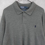 ポロ ラルフローレン ロゴ 刺繍 ポロ ニット グレー - NEWSED