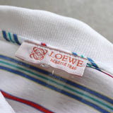 ロエベ ヴィンテージ アナグラム 刺繍 ボーダー柄 半袖ポロシャツ ホワイト × ブルー - NEWSED