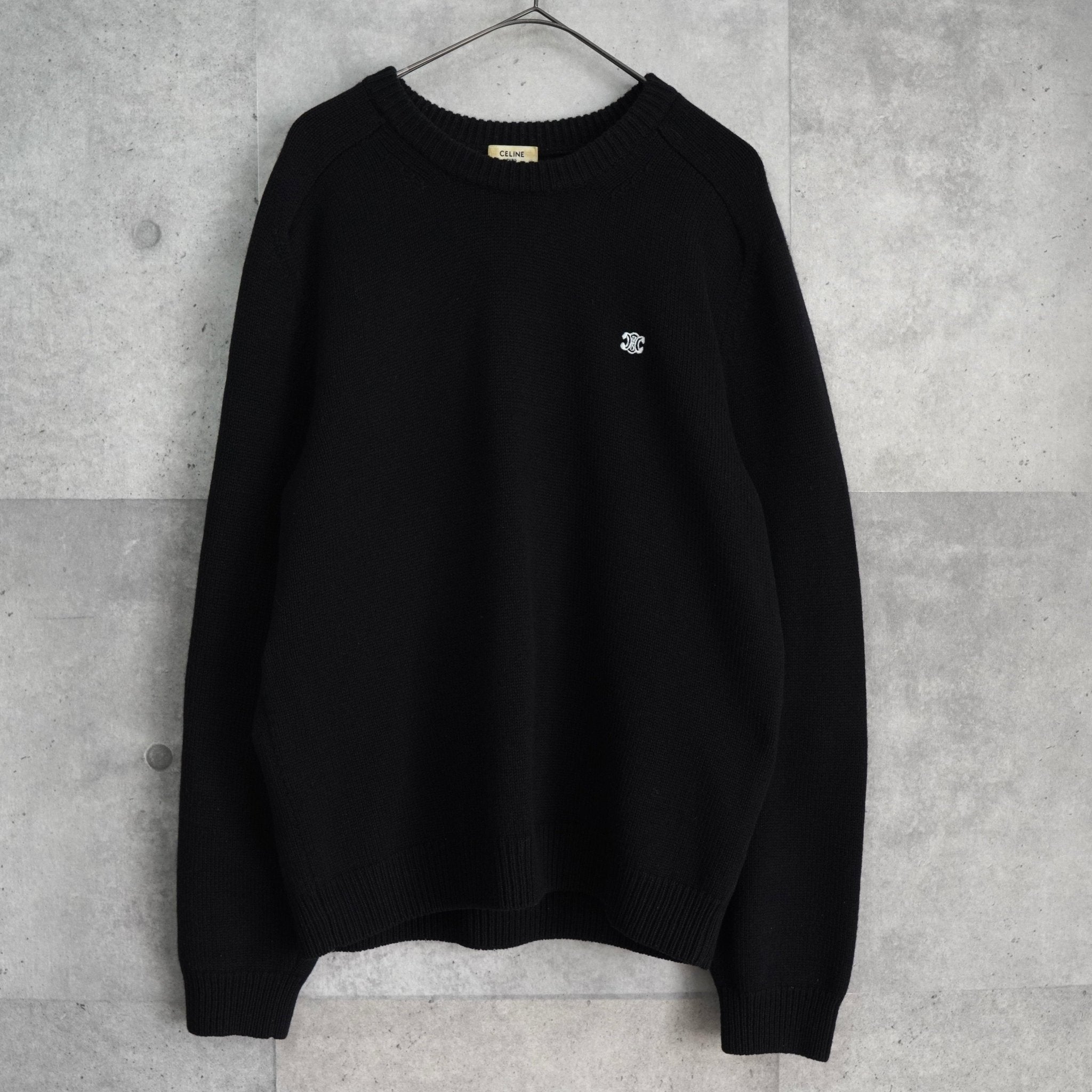 11621【美品・カシミヤ混】セリーヌ　トリオンフ 刺繍ロゴ セットアップ　黒 11621【美品・カシミヤ混】セリーヌトリオンフ 刺繍ロゴ