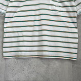 ロエベ ヴィンテージ アナグラム 刺繍 ボーダー柄 半袖ポロシャツ ホワイト × グリーン - NEWSED