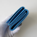 ボッテガ・ヴェネタ イントレチャート レザー 三つ折り財布 ライトブルー 箱付き - NEWSED