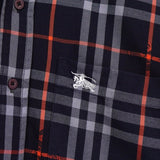 バーバリー ヴィンテージ ロゴ ノバチェック 長袖シャツ ネイビー - NEWSED