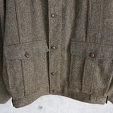 バーバリー ヴィンテージ レザー襟 レザーボタン ウールジャケット ブルゾン ブラウン - NEWSED