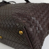 ボッテガ ヴェネタ イントレチャート レザー ミニボストンバッグ ハンドバッグ ブラウン - NEWSED