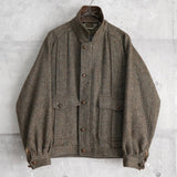 バーバリー ヴィンテージ レザー襟 レザーボタン ウールジャケット ブルゾン ブラウン - NEWSED