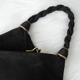 サルバトーレ フェラガモ スエード がま口 ハンドバッグ ブラック - NEWSED