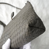 ボッテガ ヴェネタ イントレチャート レザー がま口 ハンドバッグ グレー - NEWSED