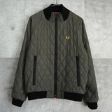 フレッドペリー リバーシブル ロゴ 刺繍 チェック柄 キルティングジャケット ブルゾン カーキ / グレー - NEWSED