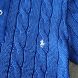 ラルフローレン ロゴ ケーブル編み 半袖 ポロニット ブルー - NEWSED