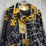 セリーヌ ヴィンテージ シルク レオナール 総柄 シャツ ワンピース ブラック / ゴールド レディース - NEWSED