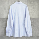 ロエベ アナグラム レザーパッチ ストライプ 長袖シャツ ホワイト / ブルー - NEWSED