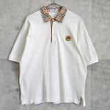 バーバリー ヴィンテージ ホースロゴ ノバチェック襟 半袖ポロシャツ ホワイト - NEWSED