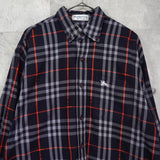 バーバリー ヴィンテージ ロゴ ノバチェック 長袖シャツ ネイビー - NEWSED