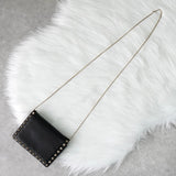 ヴァレンティノ ロックスタッズ レザー チェーンショルダー ショルダーバッグ ポシェット ブラック / ゴールド - NEWSED