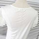 ソニア リキエル ドッキング レースアップ 袖フリル 半袖トップス ブラウス ホワイト - NEWSED