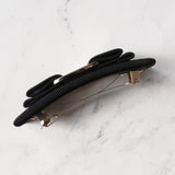 サルバトーレ フェラガモ ヴァラリボン キャンバス バレッタ 髪留め ブラック / シルバー 箱付き - NEWSED