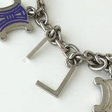 セリーヌ ヴィンテージ トリオンフ ロゴ ラインストーン チェーン ブレスレット シルバー - NEWSED