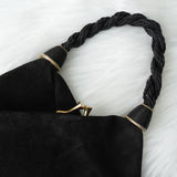 サルバトーレ フェラガモ スエード がま口 ハンドバッグ ブラック - NEWSED