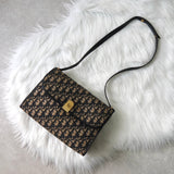 クリスチャンディオール トロッター キャンバス / レザー ショルダーバッグ ネイビー - NEWSED