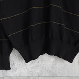 セリーヌ ヴィンテージ ボーダー柄 トリオンフ ワッペン 金ボタン シルク混紡 ポロニット ブラック - NEWSED