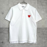 プレイ コム デ ギャルソン ハート 半袖ポロシャツ ホワイト - NEWSED
