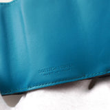 ボッテガ ヴェネタ イントレチャート タイニー レザー 三つ折りウォレット コンパクトウォレット ダークブラウン / ブルー 保存袋付き - NEWSED