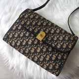 クリスチャンディオール トロッター キャンバス / レザー ショルダーバッグ ネイビー - NEWSED