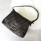 フェンディ マンマバケット ズッカ キャンバス / レザー ワンショルダーバッグ ブラウン - NEWSED