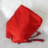 プラダ ポコノ テスート ナイロン レザー 巾着バッグ ミニ ハンドバッグ ポーチ レッド - NEWSED