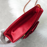 イヴ サンローラン リボン サテン ショルダーバッグ ポシェット レッド - NEWSED