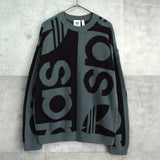 アディダス トレフォイル ビッグロゴ 総柄 ニット グレー / ブラック - NEWSED